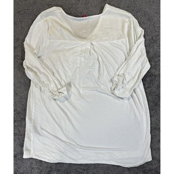 Vince Camuto White Blouse Zipper & Pocket Size M Long Roll Sleeve - Picture 8 of 9